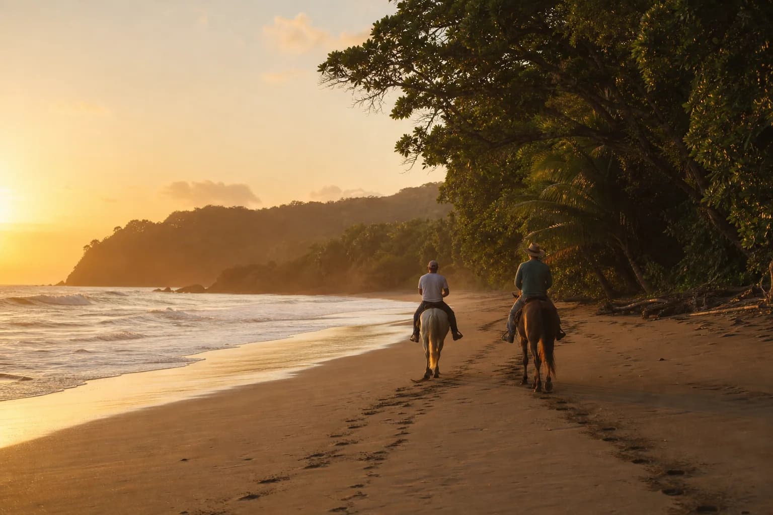 Horseback riding at golden hour