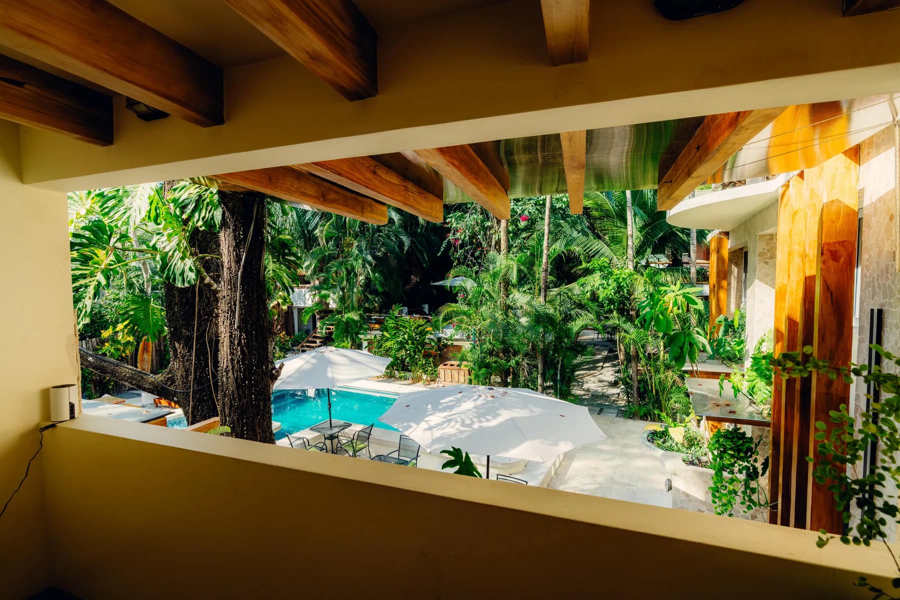 The pool held inside the tropical garden
