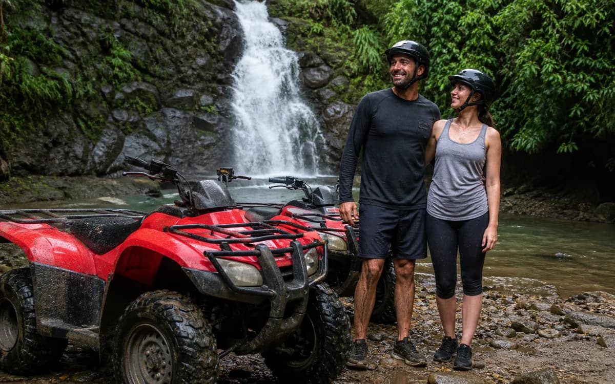 Editorial representation of ATV Waterfall Adventure in Santa Teresa, Costa Rica.