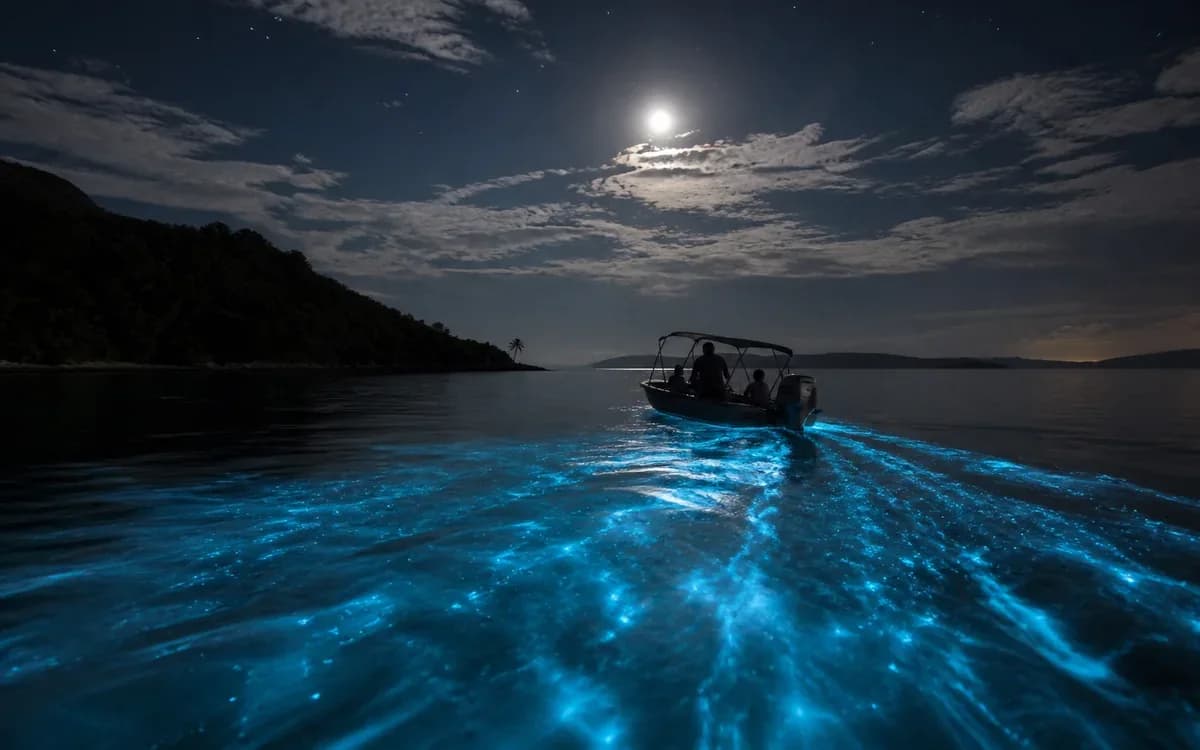 Editorial representation of Bioluminescence Boat Tour - Paquera/Tambor Area in Santa Teresa, Costa Rica.