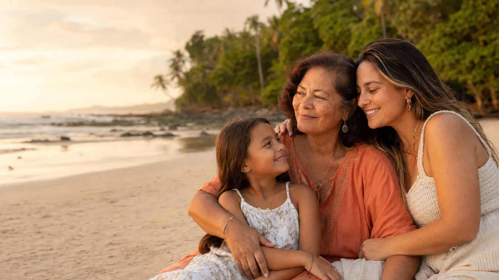 Mamá con su familia en la playa de Santa Teresa