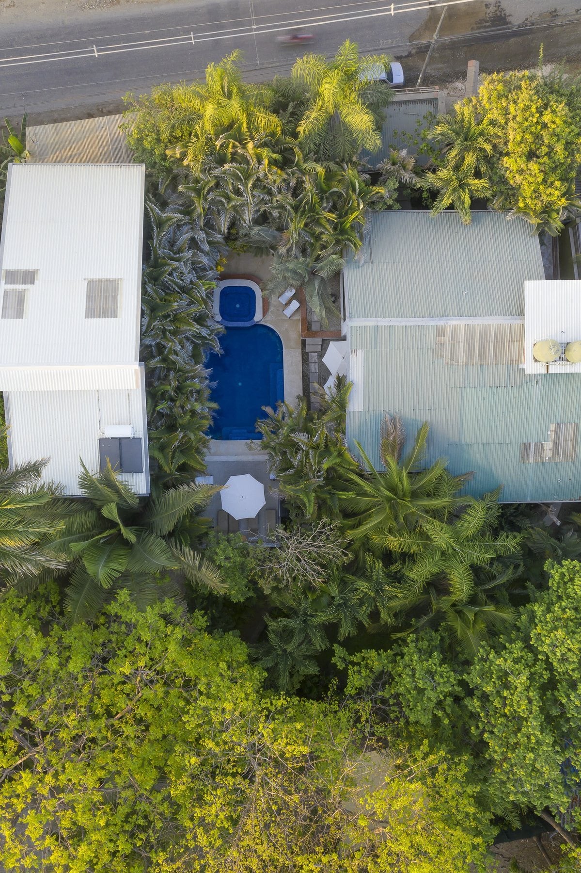 Dreamcatcher gardens and pool from above
